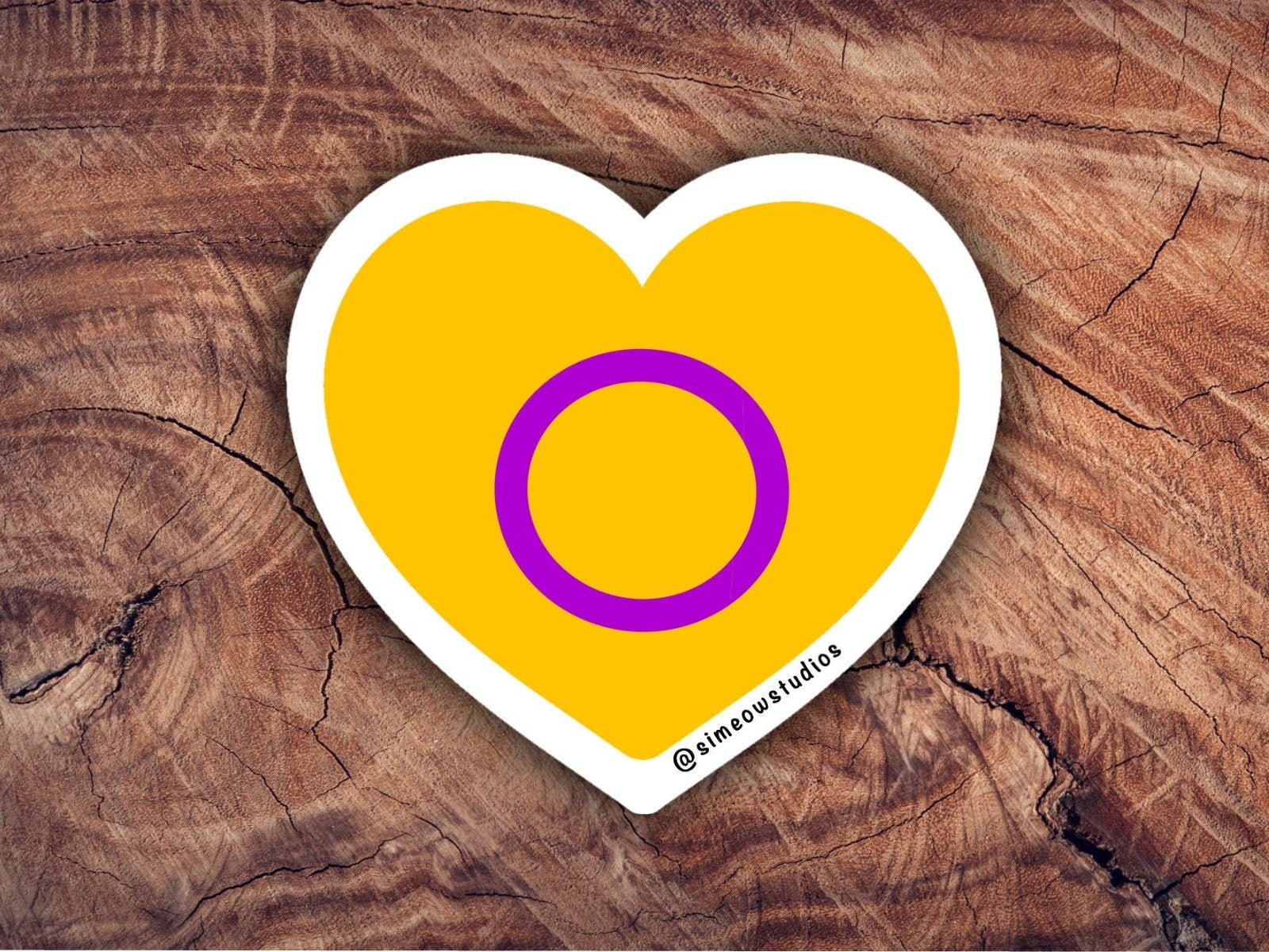 Intersex Flag Heart Sticker/ Intersex Pride Weatherproof Die-Cut Sticker/ Intersex Flag Heart Die-Cut Sticker/ Intersex Pride Sticker