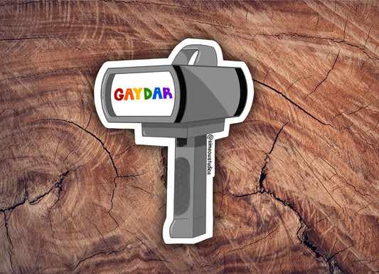 Gaydar Sticker/ Gaydar Weatherproof Die-Cut Sticker/ LGBTQ+ Pride Die-Cut Sticker/ Rainbow Pride Sticker