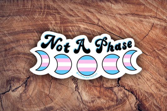 Not A Phase Trans Pride Waterproof Die-Cut Sticker/ Transgender Flag Die-Cut Sticker / UV Resistant Sticker / Queer Artist