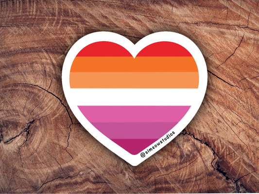 Lesbian Pride Flag Heart Die Cut Sticker/ Lesbian Flag Weatherproof Sticker/ Lesbian Flag Heart Die-Cut Sticker/ Lesbian Pride Sticker