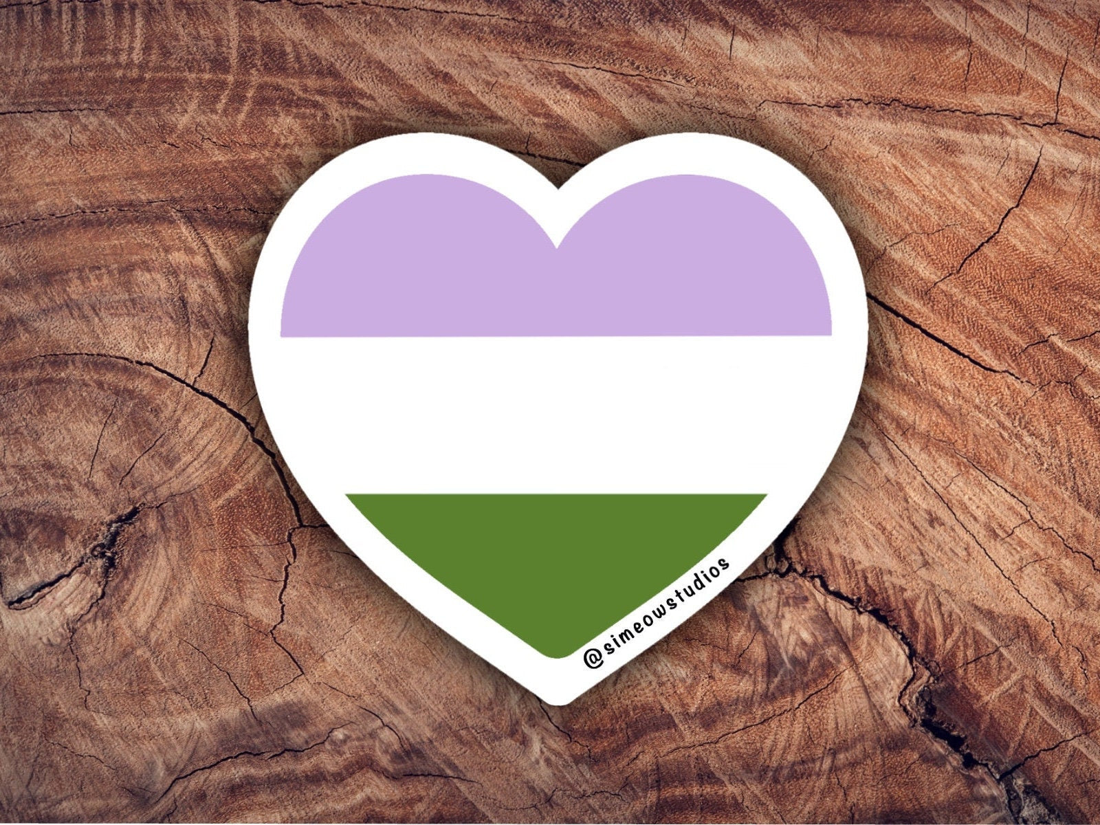 Genderqueer Pride Heart Sticker/ Genderqueer Flag Weatherproof Die-Cut Sticker/ Genderqueer Flag Heart Die-Cut Sticker