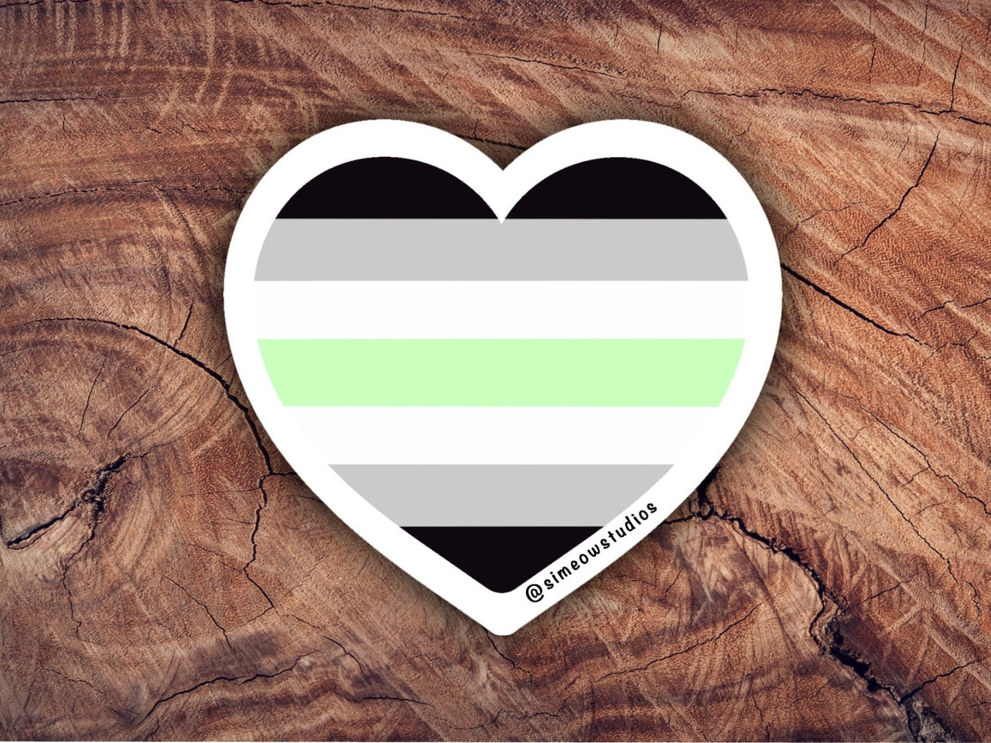 Agender Pride Heart Sticker/ Agender Flag Weatherproof Die-Cut Sticker/ Agender Flag Heart Die-Cut Sticker