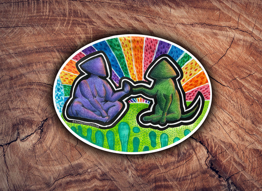 Trippy Dog Mushroom Sticker / Mushroom Trip Sticker/ Mushroom Art Sticker/ Mans Best Friend Sticker / Trippie Art / Heady Art