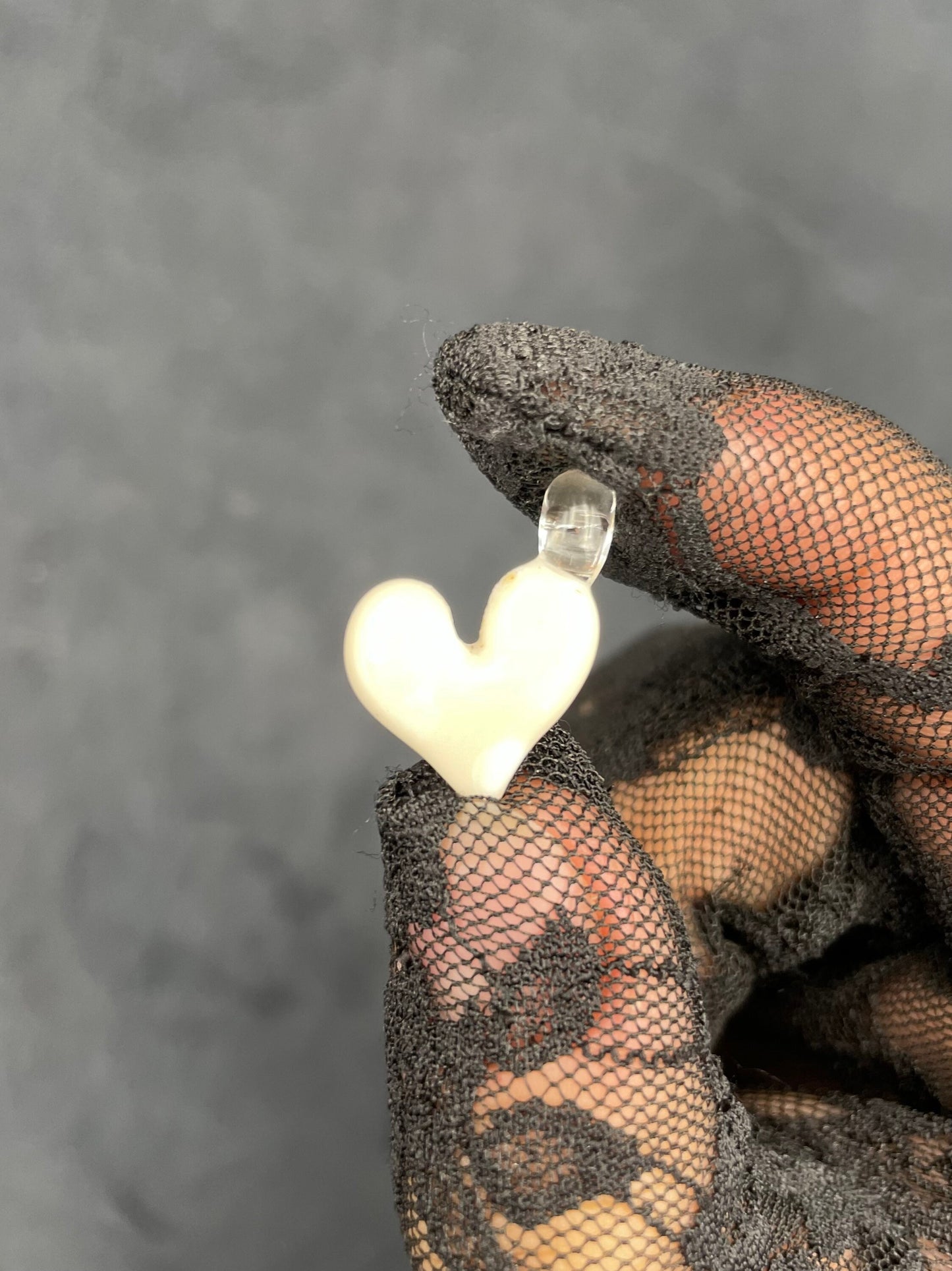 Mini White Glass Heart Pendant / Mini Heart Necklace / Affordable Inexpensive Gift / Cute Jewelry / Tiny Heart charm / Car Charm