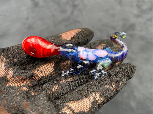 Glass Lizard Pendant / Hand Sculpted Lizard / Queer Lizzy the Lizard Pendant / Lizard Necklace / Lizard Ornament / Reptile Necklace