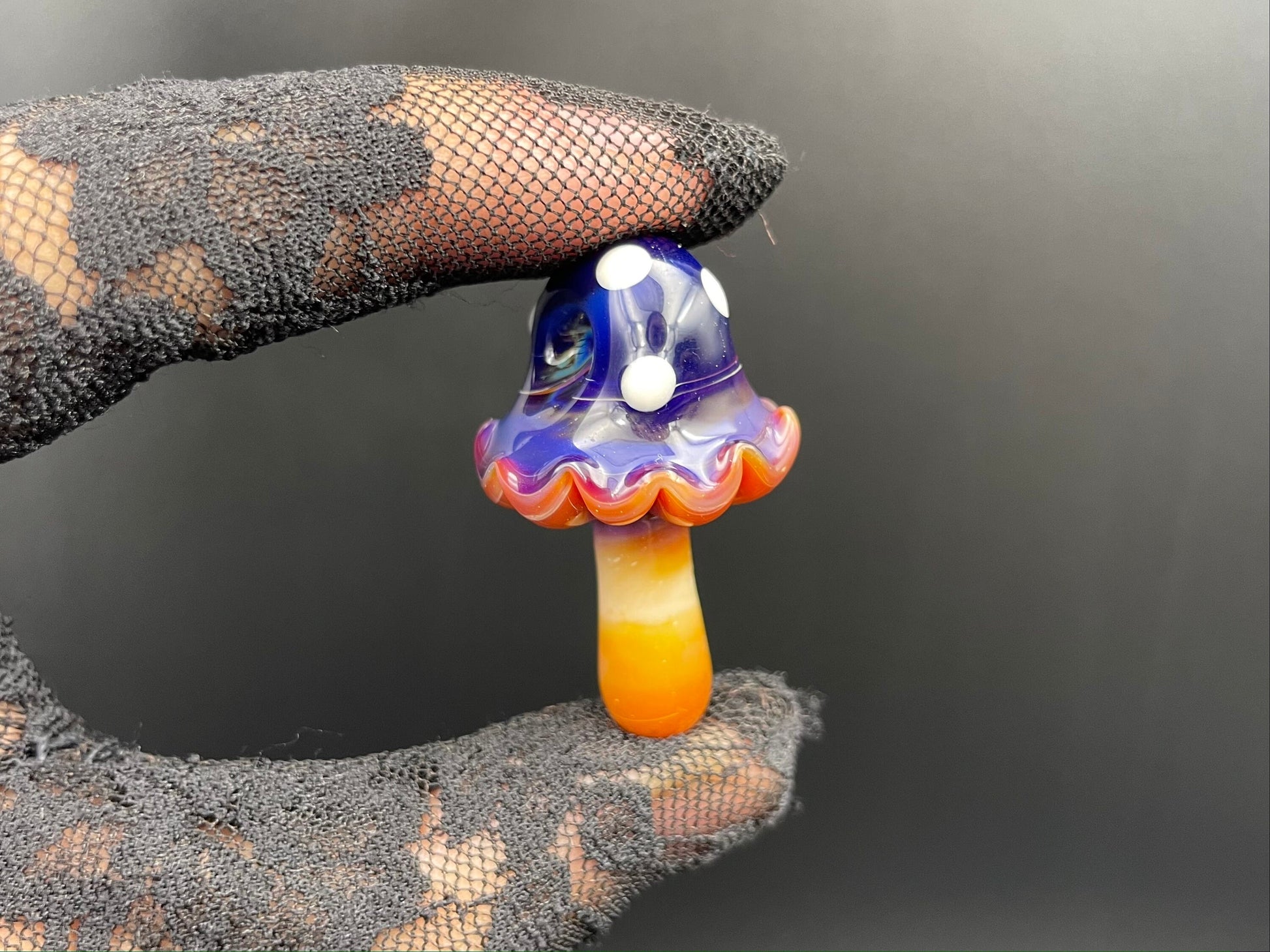 Purple Mushroom Pendant/ Shroom pendant / Hand Sculpted Glass Mushroom Necklace / Purple Glass Shroom Pendant