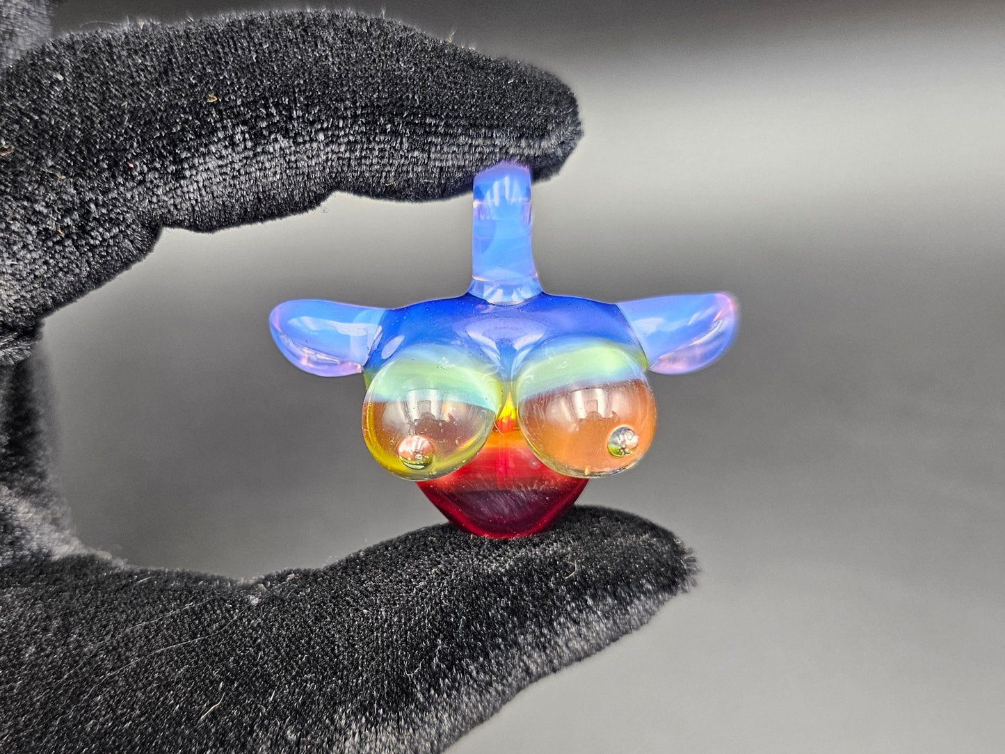 Rainbow Torso Pendant/ Gay Tiddy Pendant / Glass Rainbow Pendant / Glass Rainbow Boobie Pendant / Pride pendant / LGBTQ+ Gear