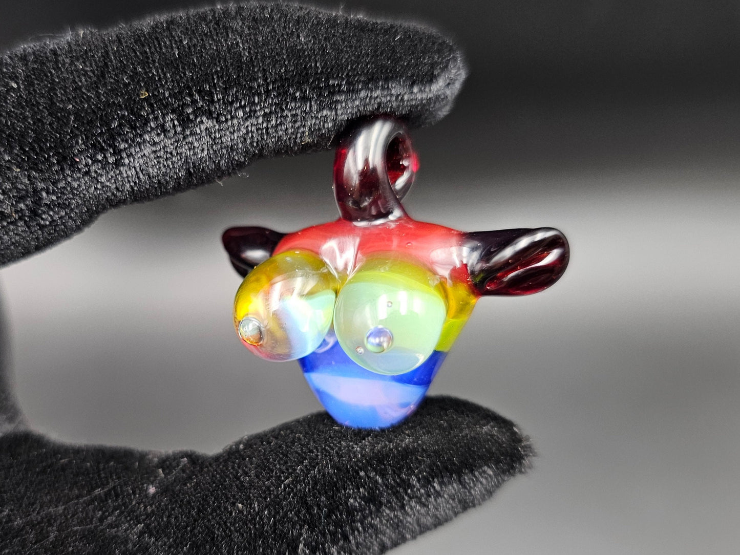 Rainbow Torso Pendant/ Gay Tiddy Pendant / Glass Rainbow Pendant / Glass Rainbow Boobie Pendant / Pride pendant / LGBTQ+ Gear