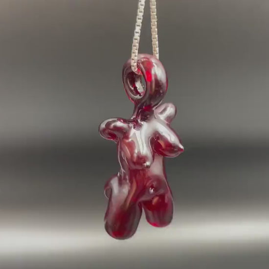 Glass Babe Pendant / Deep Red Babe / Hand Blown Glass Babe Pendant / Glass Blown Babe Pendant / Sexy Pendant / Elegant Glass Pendant