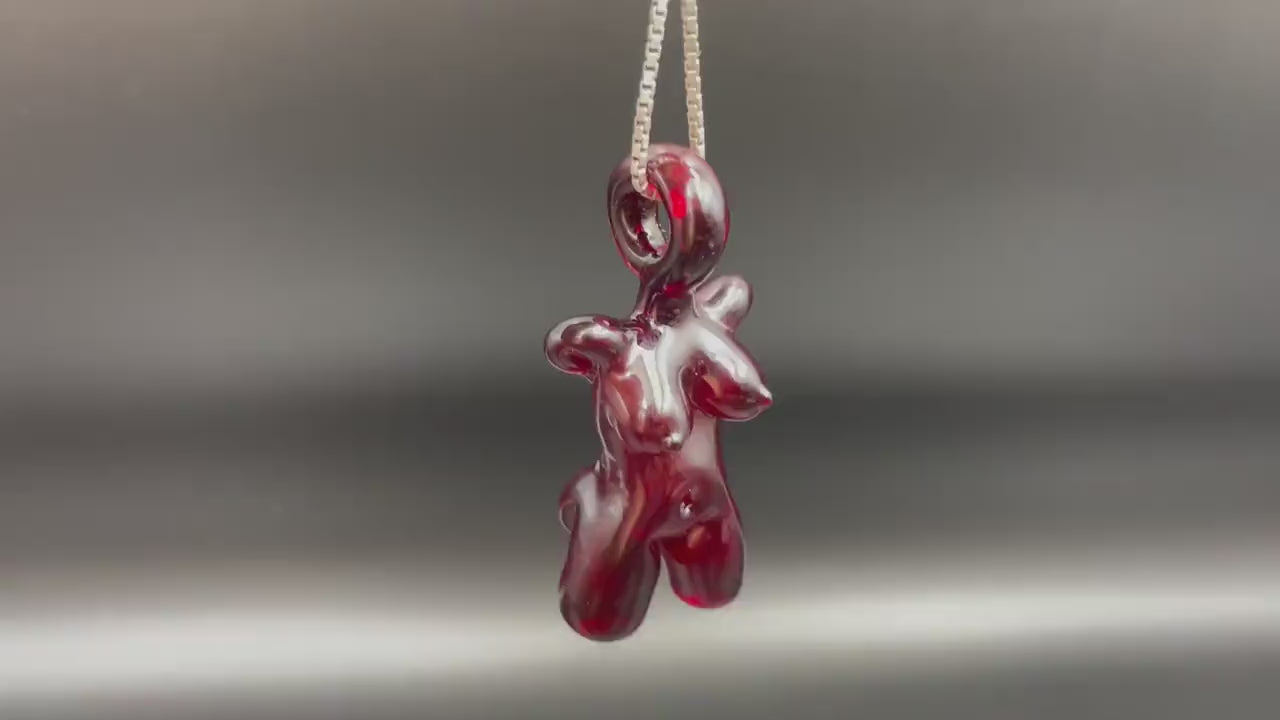 Glass Babe Pendant / Deep Red Babe / Hand Blown Glass Babe Pendant / Glass Blown Babe Pendant / Sexy Pendant / Elegant Glass Pendant