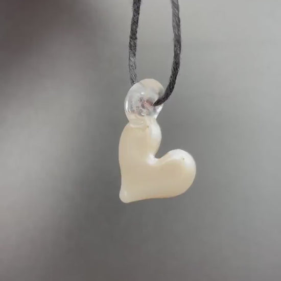 Mini White Glass Heart Pendant / Mini Heart Necklace / Affordable Inexpensive Gift / Cute Jewelry / Tiny Heart charm / Car Charm