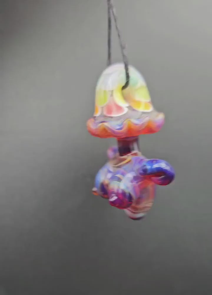 Rainbow Shroom Head Torso Pendant/ Rainbow Tiddy Pendant / Glass Mushroom Pendant / Glass Mushroom Boobie Pendant / Lesbian Mushroom
