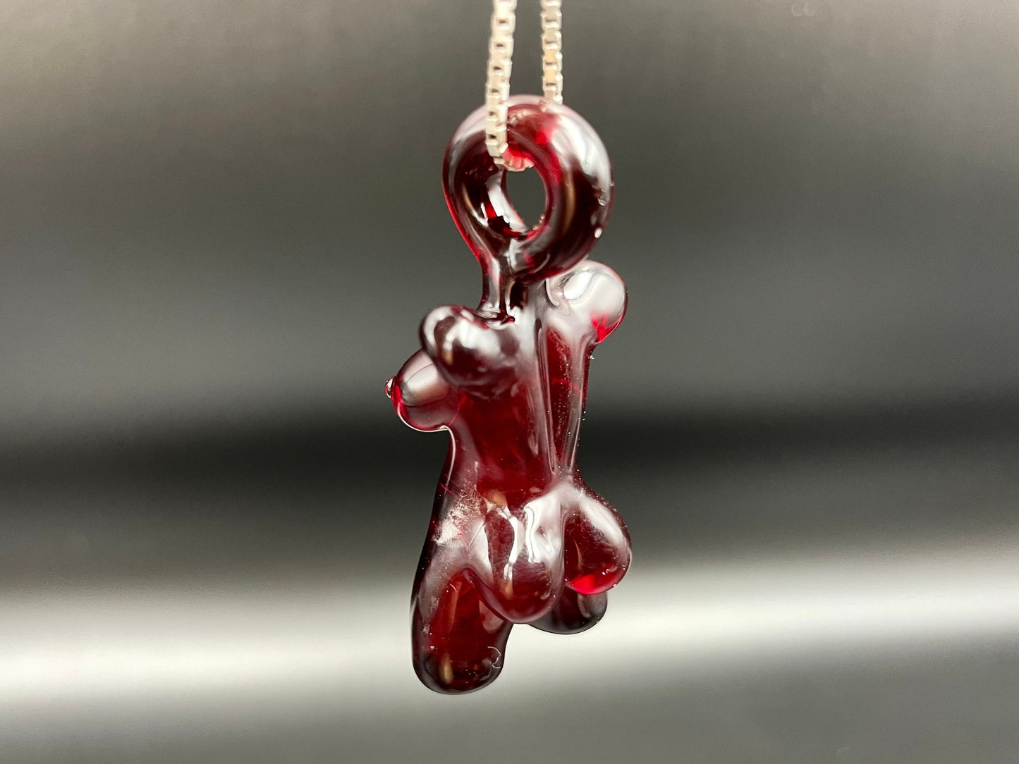 Glass Babe Pendant / Deep Red Babe / Hand Blown Glass Babe Pendant / Glass Blown Babe Pendant / Sexy Pendant / Elegant Glass Pendant