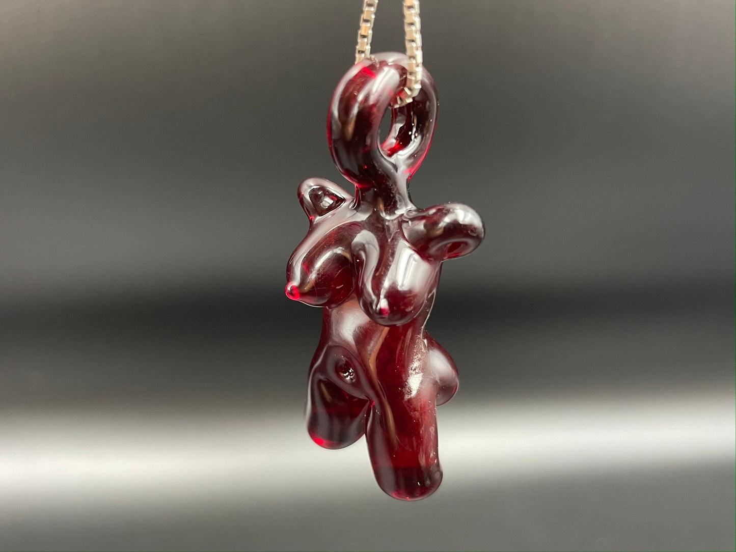 Glass Babe Pendant / Deep Red Babe / Hand Blown Glass Babe Pendant / Glass Blown Babe Pendant / Sexy Pendant / Elegant Glass Pendant