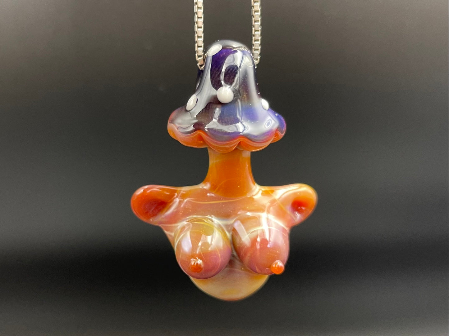 Shroom Head Torso Pendant/ Tiddy Pendant / Glass Mushroom Pendant / Glass Mushroom Boobie Pendant