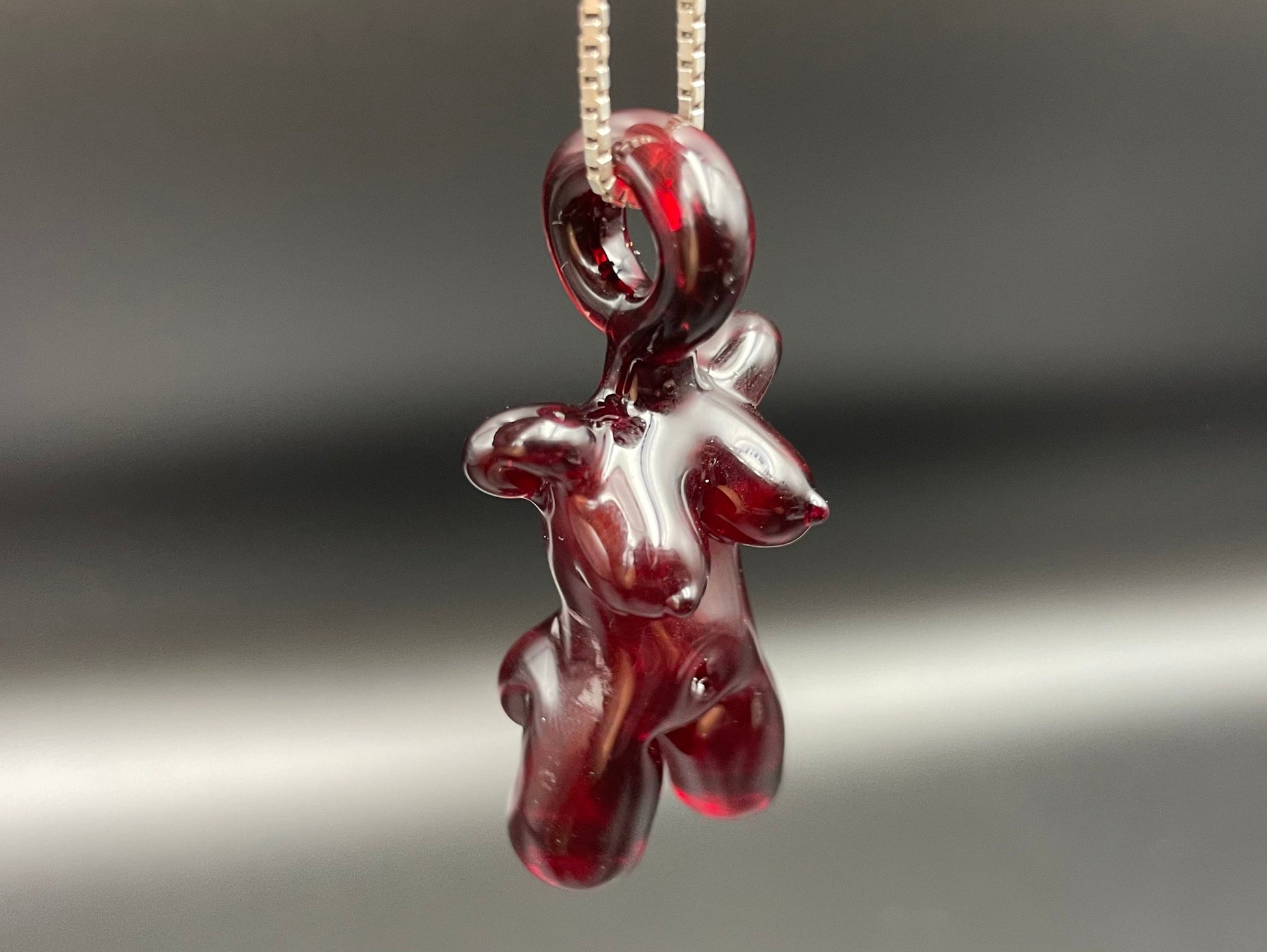 Glass Babe Pendant / Deep Red Babe / Hand Blown Glass Babe Pendant / Glass Blown Babe Pendant / Sexy Pendant / Elegant Glass Pendant