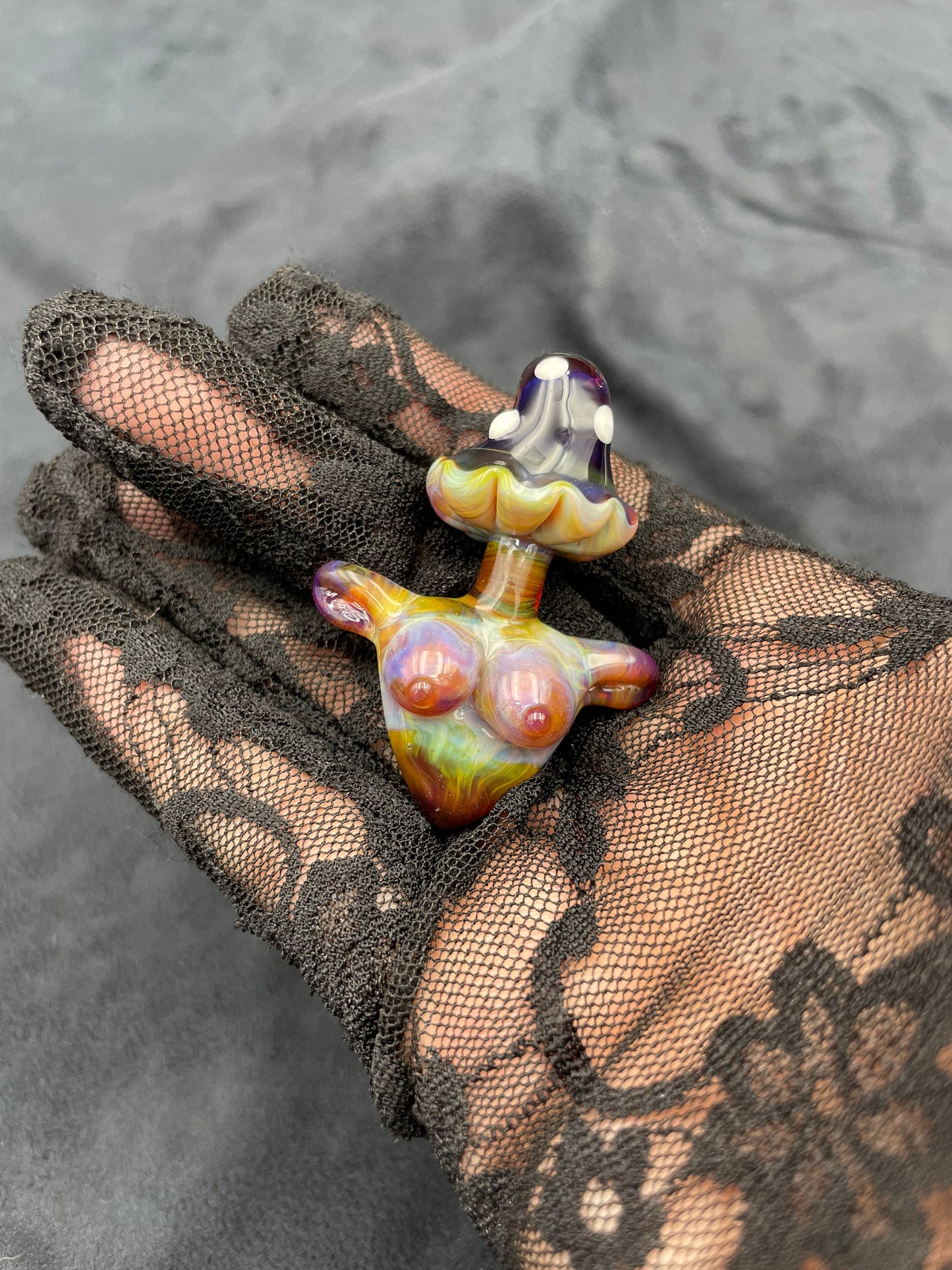 Shroom Head Torso Pendant/ Tiddy Pendant / Glass Mushroom Pendant / Glass Mushroom Boobie Pendant