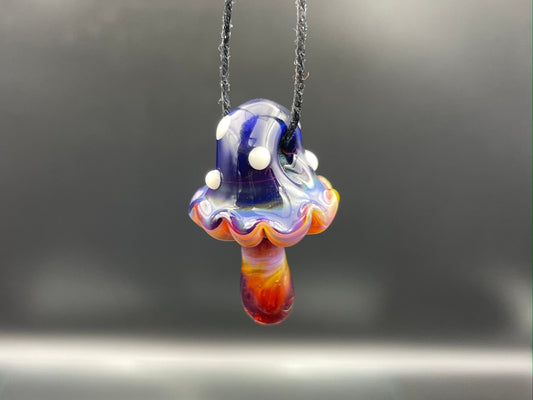 Mushroom Pendant / Shroom pendant / Hand Sculpted Glass Mushroom Necklace / Purple Glass Shroom Pendant