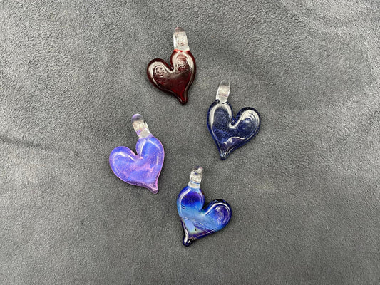 Glass Heart Pendant / Heart Necklace / Hand Made Glass / Affordable Inexpensive Gift / Cute Jewelry / Tiny Heart charm / Car Charm