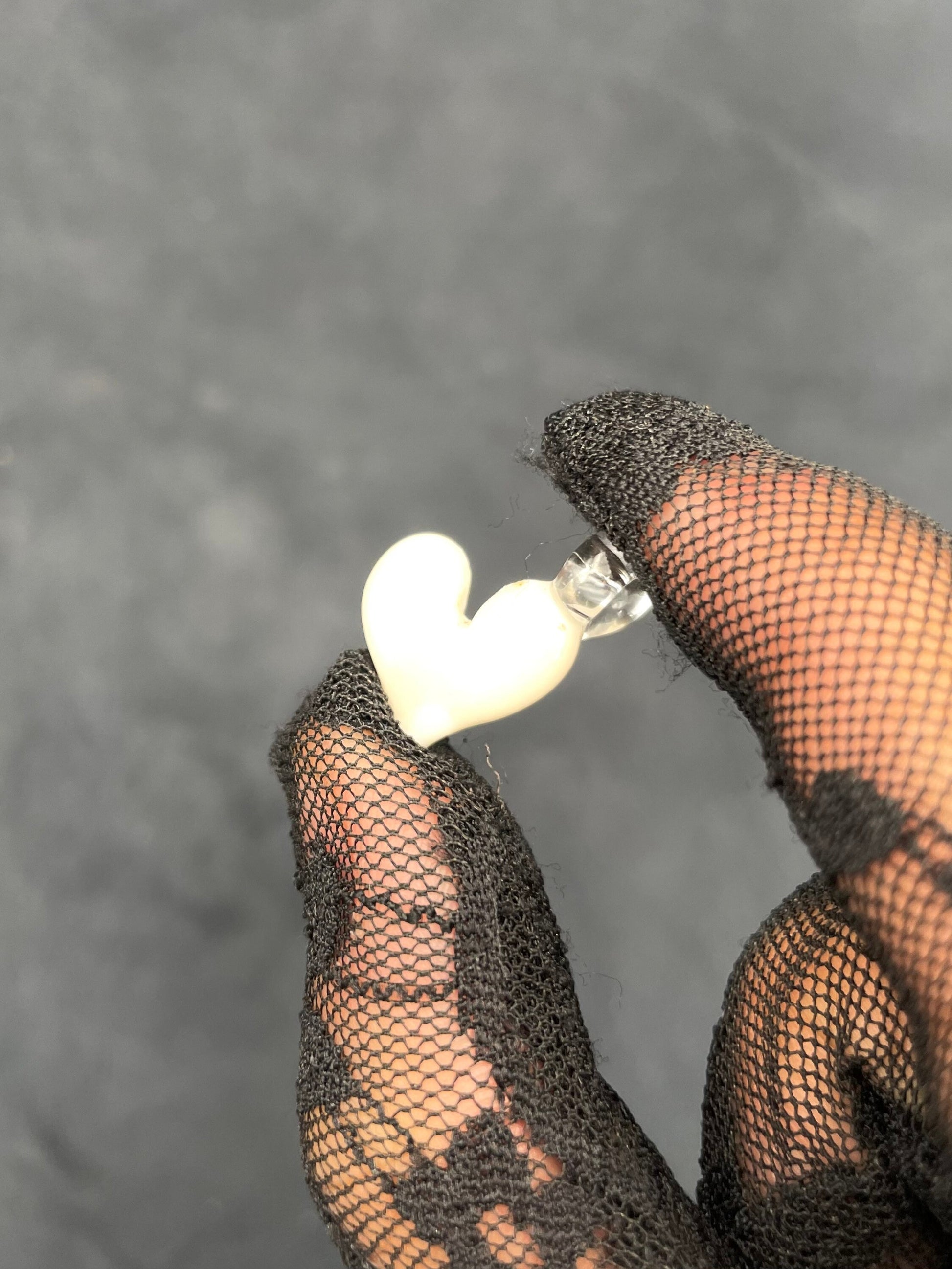 Mini White Glass Heart Pendant / Mini Heart Necklace / Affordable Inexpensive Gift / Cute Jewelry / Tiny Heart charm / Car Charm