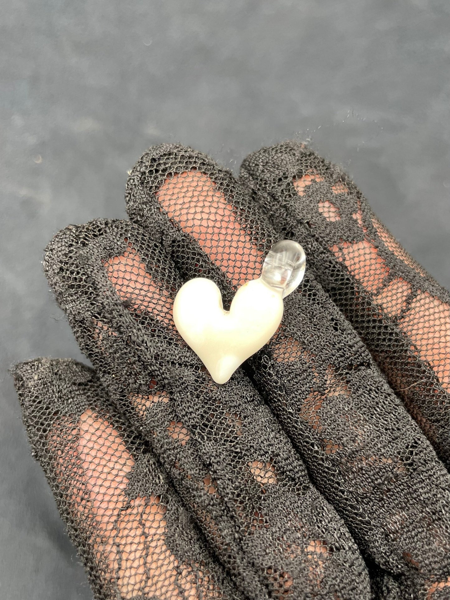 Mini White Glass Heart Pendant / Mini Heart Necklace / Affordable Inexpensive Gift / Cute Jewelry / Tiny Heart charm / Car Charm