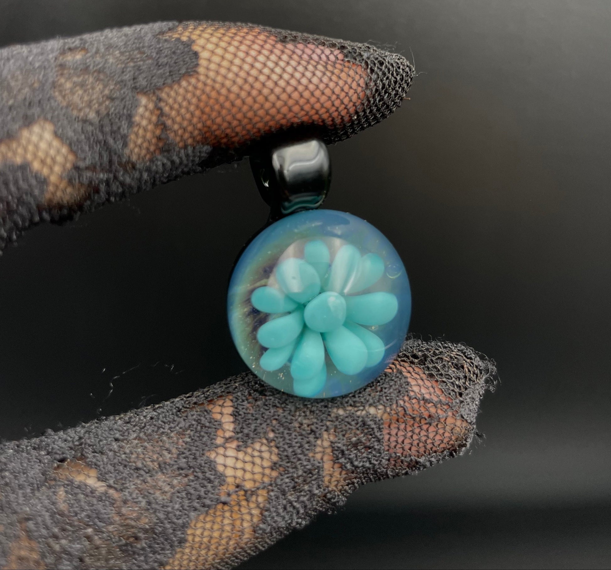 Ocean Implosion Pendant/ Ocean Pendant / Glass Implosion Pendant / Glass flower Implosion Pendant / Beach Jewelry / Boho Jewelery