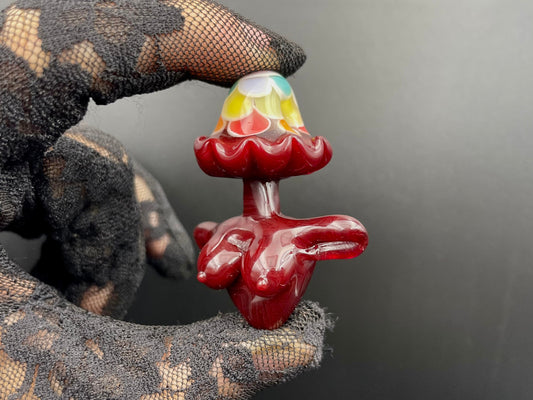 Rainbow Mushroom Bust Pendant/ Rainbow Bust Pendant / Glass Mushroom Pendant / Glass Mushroom Boobie Pendant / Lesbian Mushroom / Red Bust