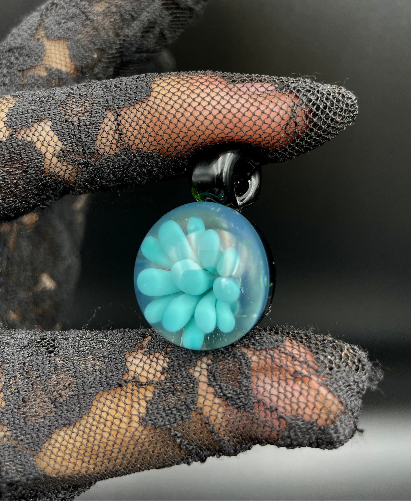 Ocean Implosion Pendant/ Ocean Pendant / Glass Implosion Pendant / Glass flower Implosion Pendant / Beach Jewelry / Boho Jewelery