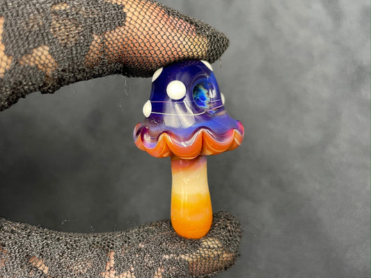 Purple Mushroom Pendant/ Shroom pendant / Hand Sculpted Glass Mushroom Necklace / Purple Glass Shroom Pendant