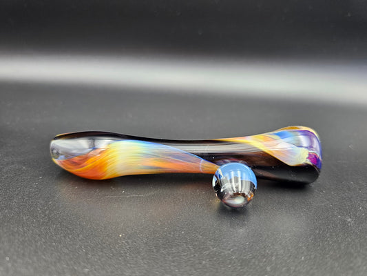 Full Color One Hitter with Flower / Heady Chillum / tobacco use only / USA Glass / Full Color Chillum with Flower Implosion