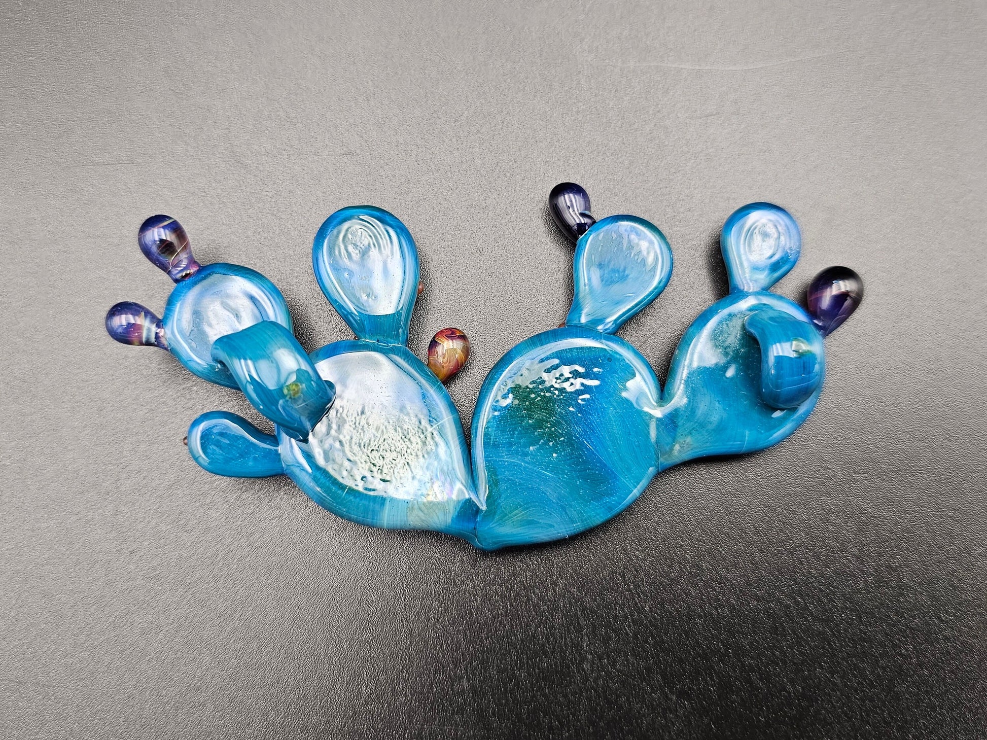 Hand Blown Large Glass Cactus Pendant / Southwest Pendant / Hand Blown Glass Flower / Large Cactus Chest Piece / Southwest Chest Pendant